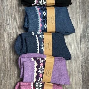 Cozy Winter Socks Set - Black, Blue, Purple